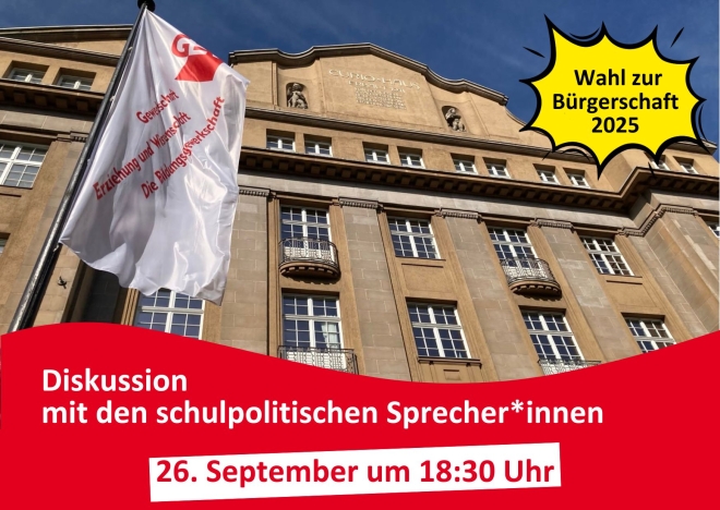 Diskussion mit den schulpolitischen Sprecher*innen am 26. September um 18:30 Uhr